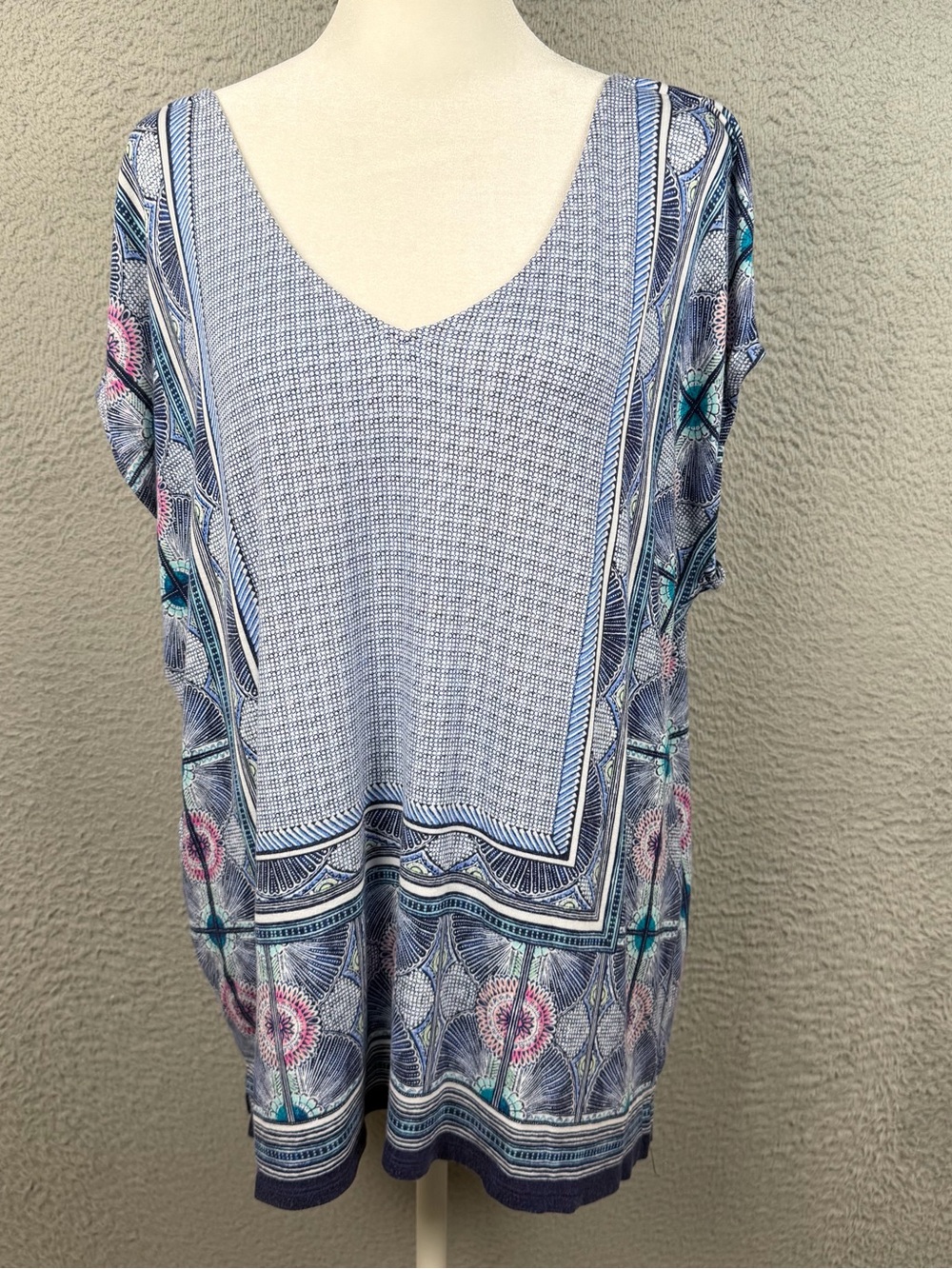 Tommy Bahama Tunic Top Womens Small Multicolor Printed Sleeveless Preppy Beach